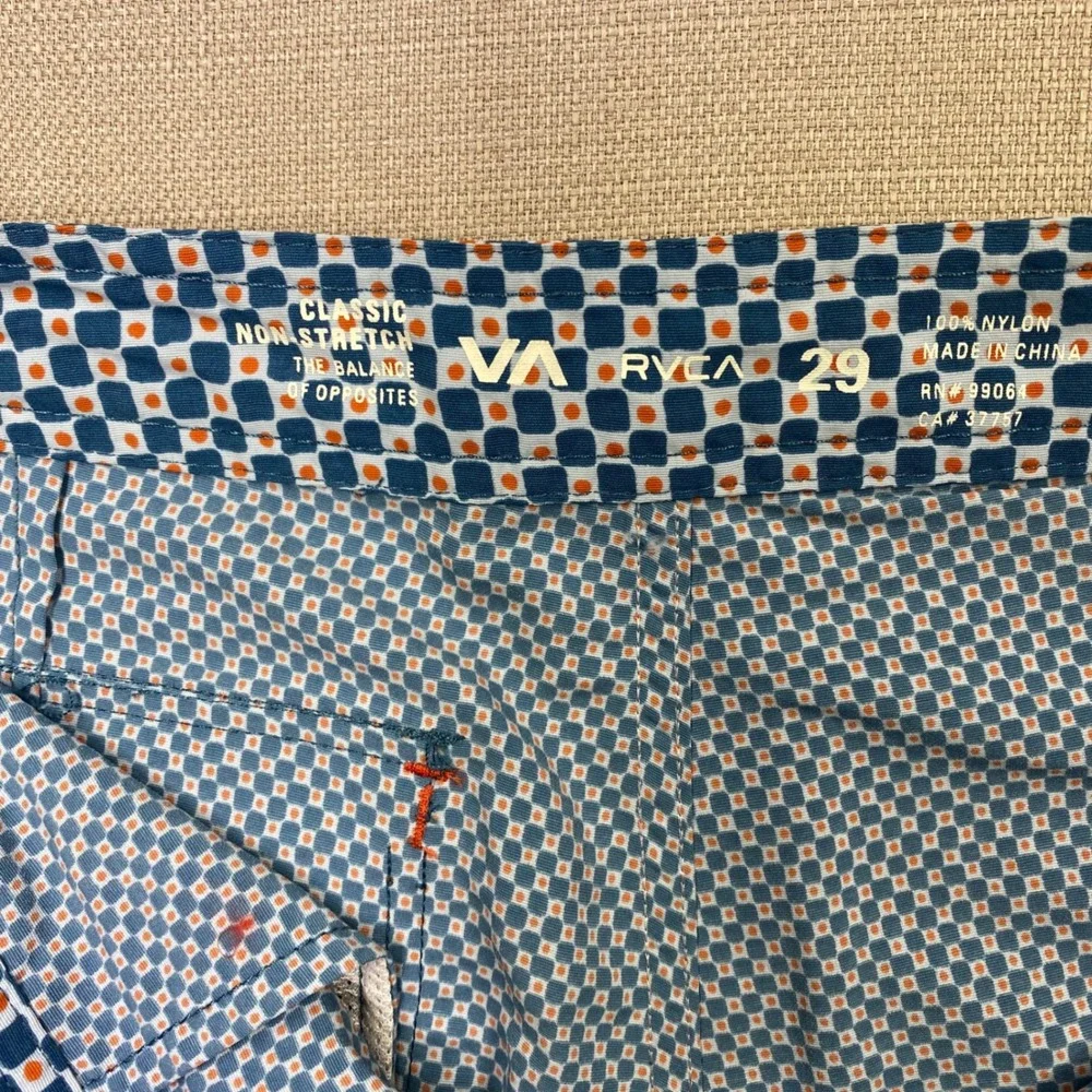 RVCA Mens Oddball Hybrid Boardshorts Blue Orange Geometric Print Size 29 NWT